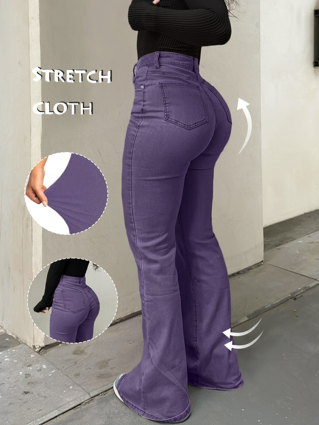 Women's Y2K Straight Leg Denim Pants High Elastic Vintage Street Style Solid Color Long Jeans Versatile Trendy Fashion Bottoms