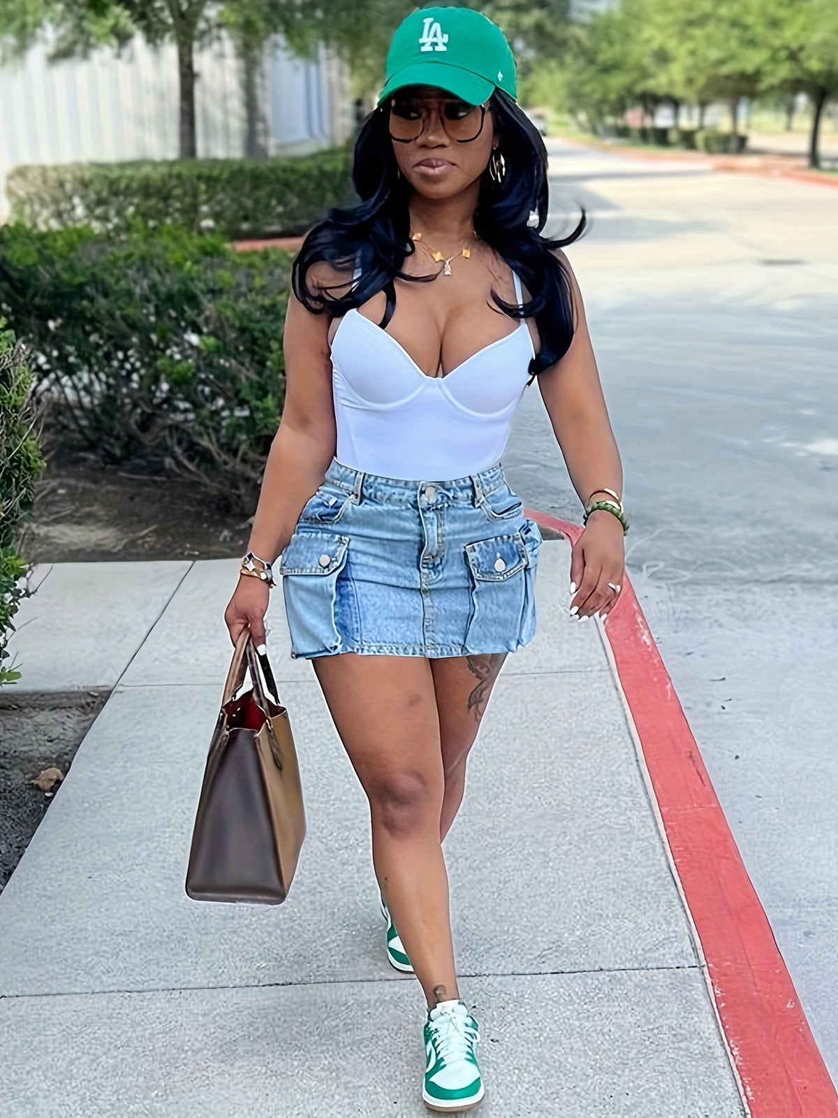 Cute Button Bodycon Low Waist Mini Cargo Denim Skirt Women with Pocket Light Blue Black Dark Blue S-XXL