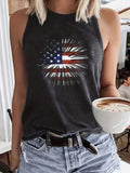 Print Vest Top Women Crew Neck Casual Everyday Sleeveless Tank Shirt Lightweight Summer Streetwear