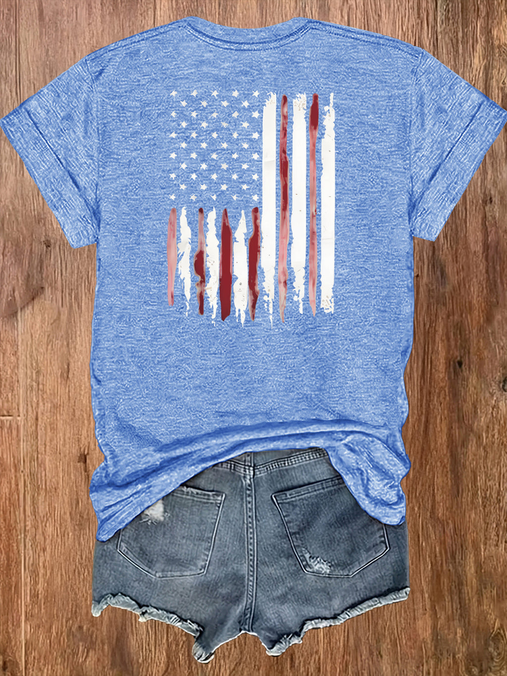 American Flag Print T-Shirt Women Patriotic Graphic Tee Short Sleeve Crew Neck | Fireworks USA Print Lightweight Breathable Top for 4th of July Summer Daily Wear