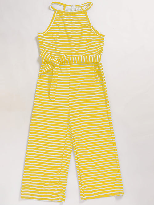 Black White Striped Wide-Leg Jumpsuit Women Sleeveless Tank Bow Belt High Waist Loose Summer Beach