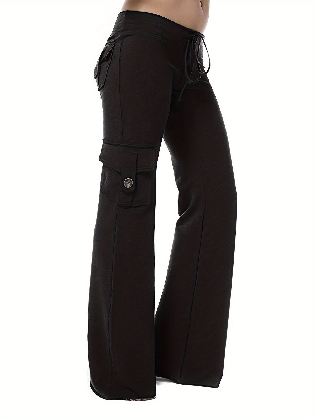 High Waist Wide Leg Sweatpants for Women – Loose Jogger Pants with 4 Button Pockets, Elastic Waist Casual Streetwear Hiking Outdoor Everyday Lounge Pants, Plus Size Comfortable Bottoms S-XXL