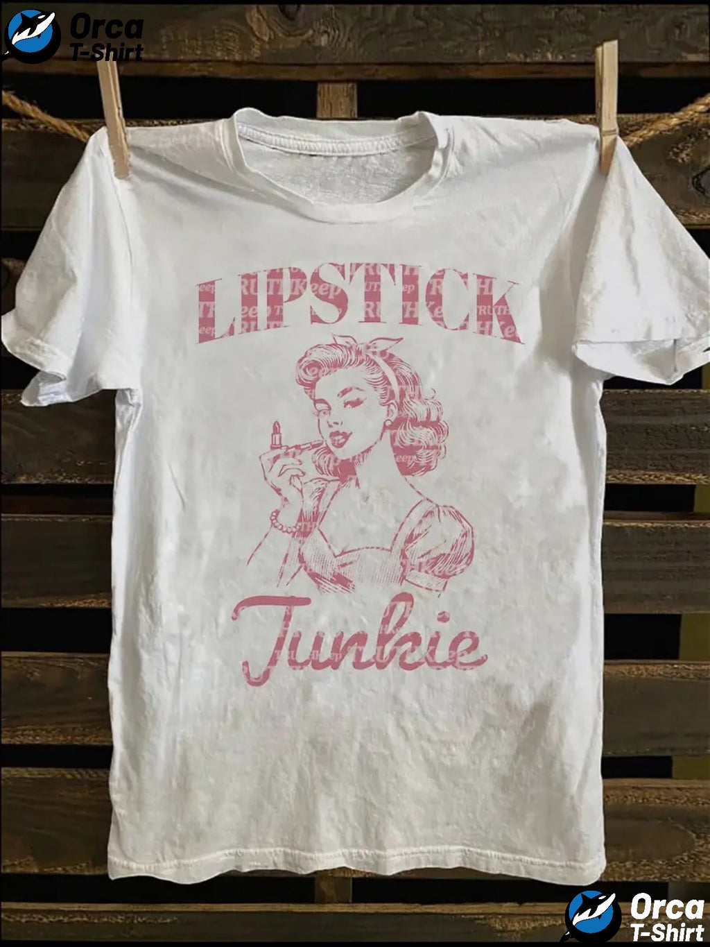 Lipstick Junkie Retro Punk Graphic T-Shirt for Women - Loose Fit Vintage Geometric Print Crew Neck Short Sleeve Casual Tee Spring Summer