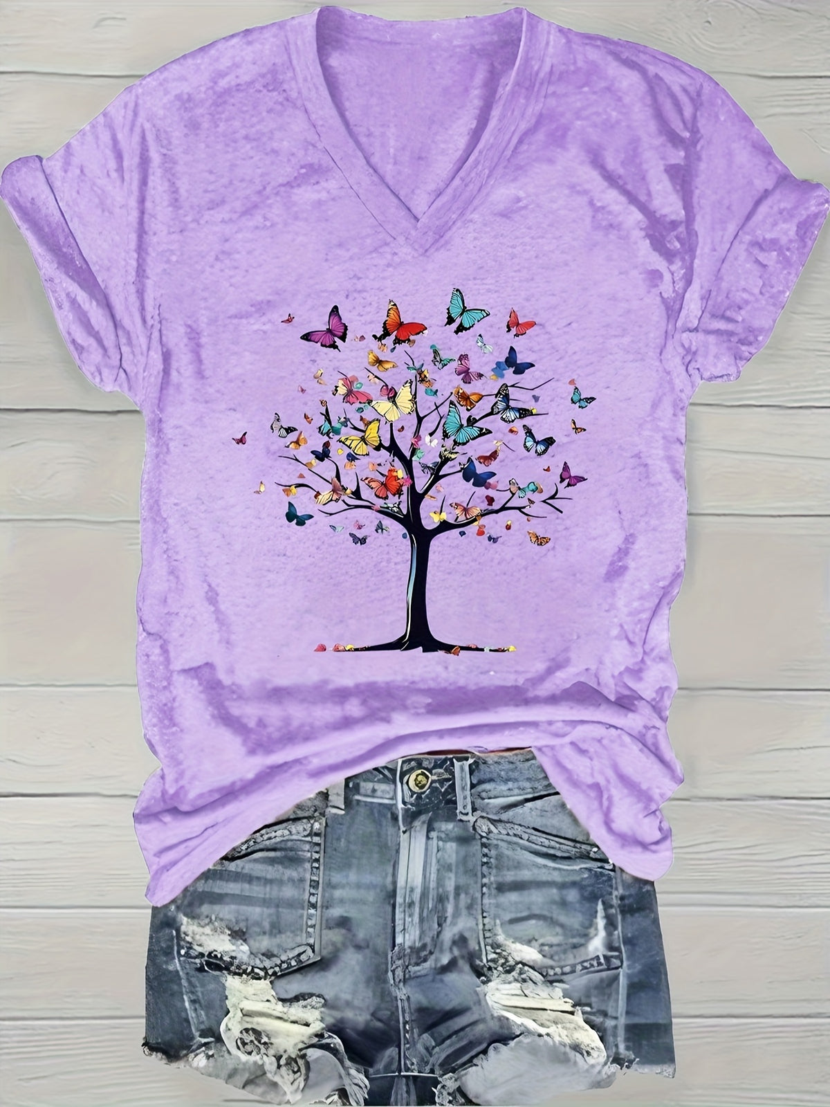 Women's Graphic V-Neck T-Shirt Short Sleeve Floral Print Casual Tee | Lightweight Everyday Top for Work Beach Travel
