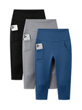 High Waist Capri Leggings with Pockets Women 4-Way Stretch Gray Workout Pants M-XXL Spring Summer Fall