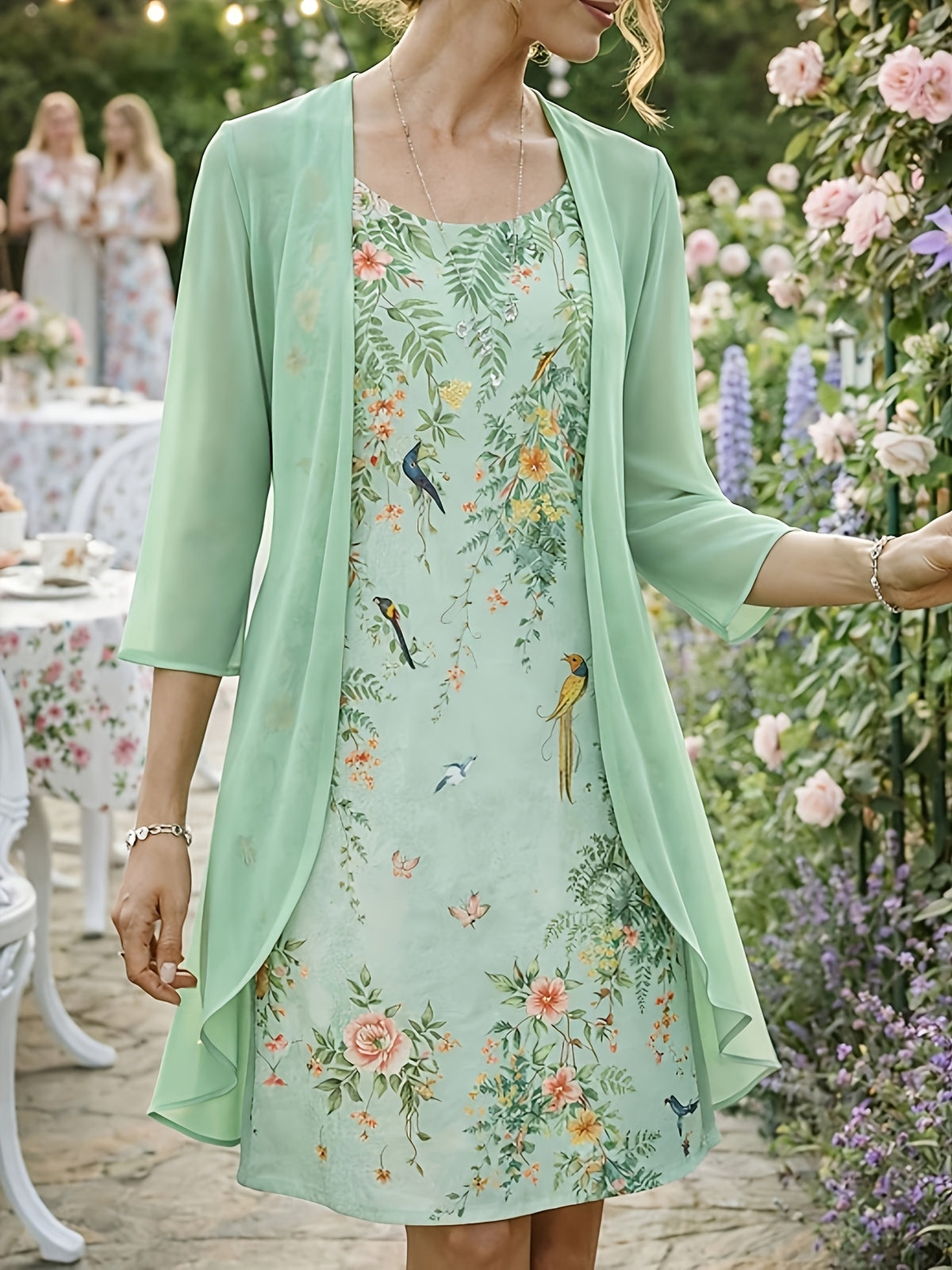 Women's 2-Piece Chiffon Dress Set Elegant Matching Top & Skirt Spring Summer Casual to Evening Wear