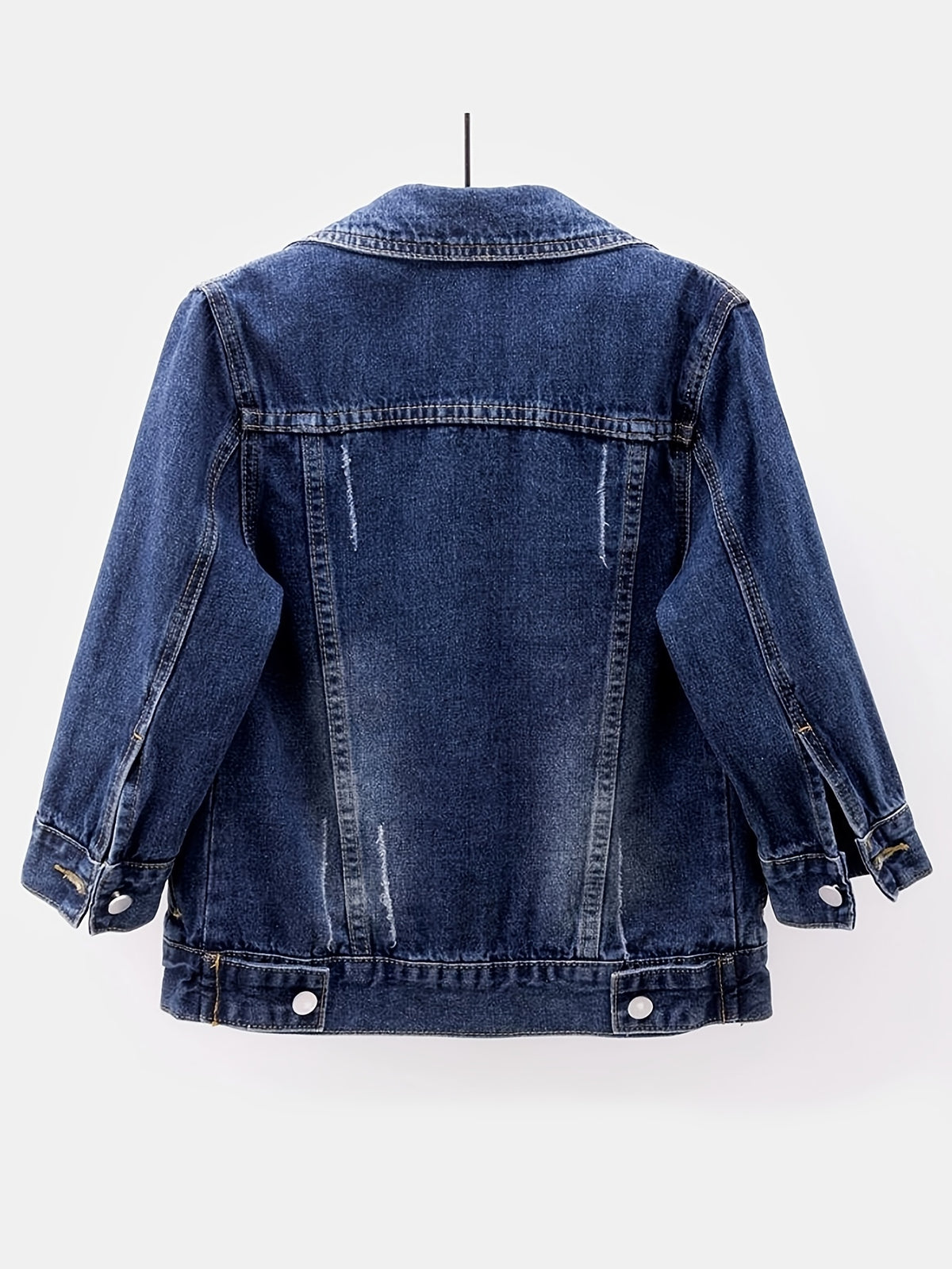 Vintage Wash Cropped Denim Jacket Women Slim Fit Button-Up Casual Spring Fall Layering Dark Blue Medium Blue S-XXL
