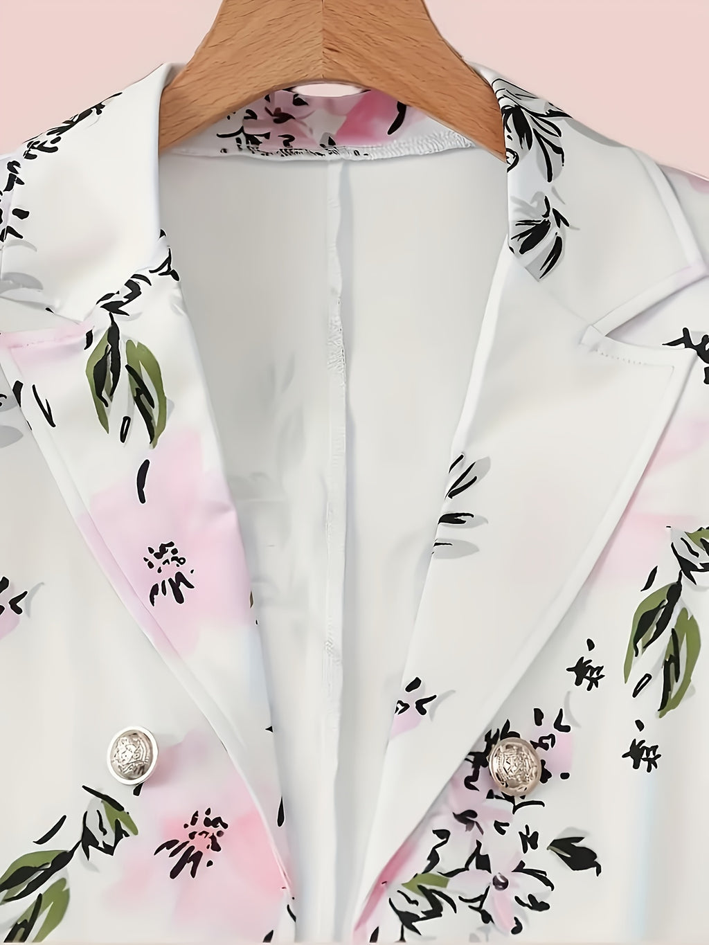 Women's Floral Print 2pcs Suit Set Double Breasted Blazer & Bodycon Skirt Elegant Lapel Office Party Stretch Matching Outfit