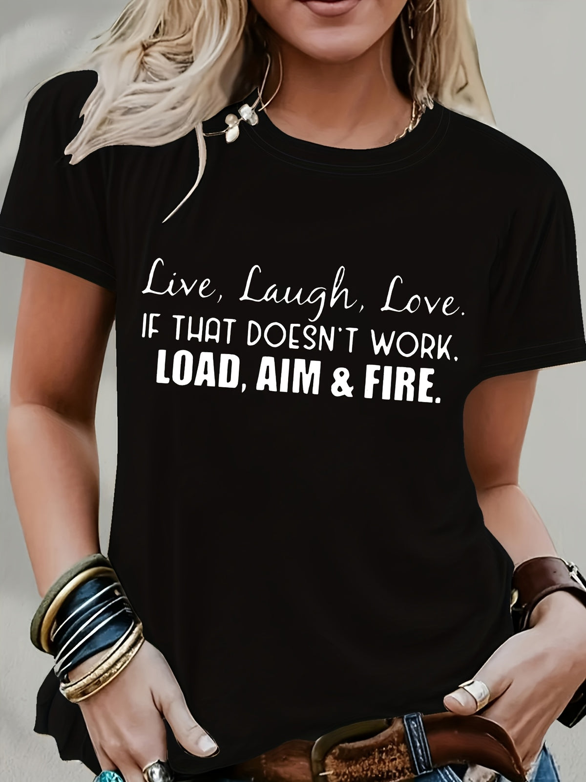 Live Laugh Love or Shoot Slogan Graphic T-Shirt Unisex Crew Neck Short Sleeve Fun Novelty Tee Casual Spring Summer Fall Gift S-XXL