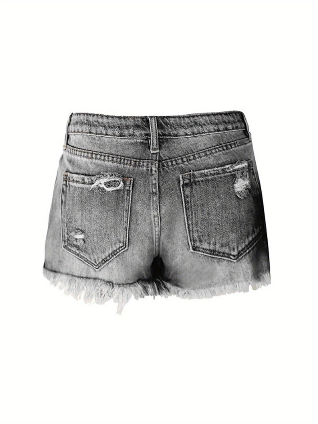 Women Ripped Stretch Denim Shorts Mid Rise Straight Leg Frayed Hem Casual Summer Hot Pants 85% Polyester Machine Washable | Mira Roam