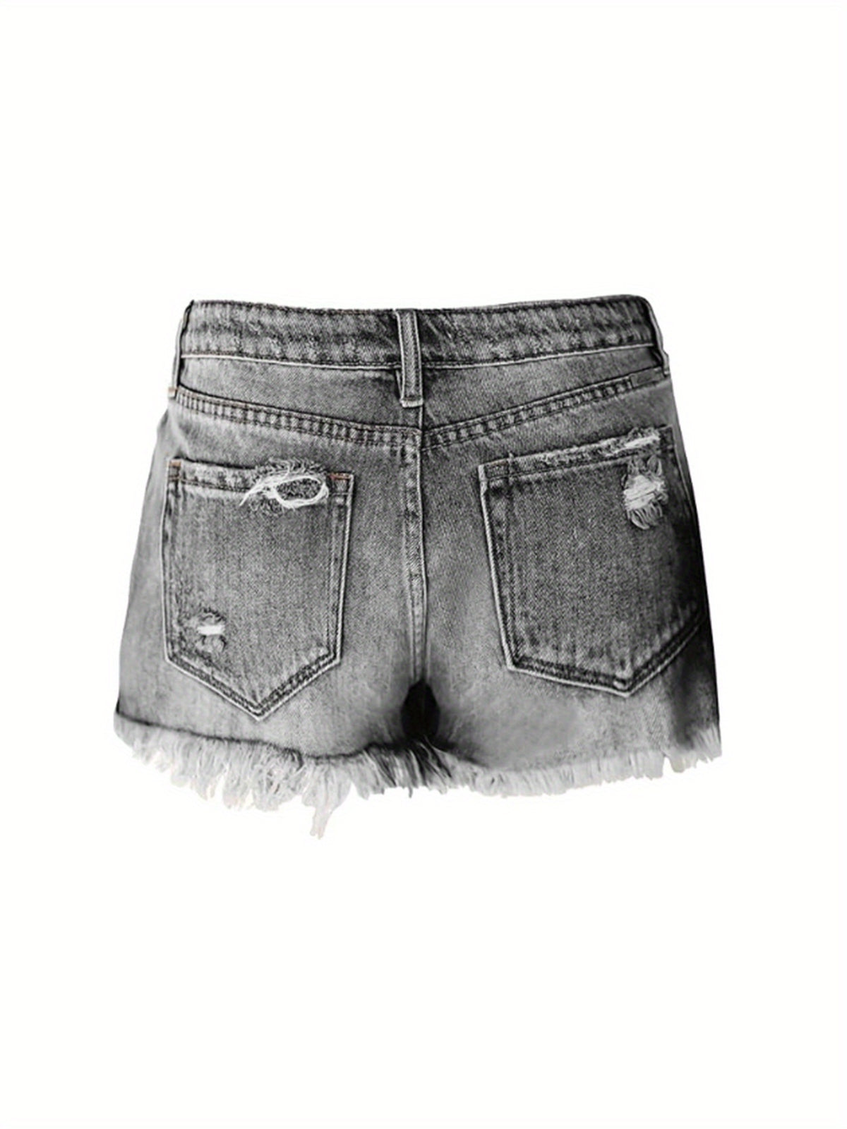 Women Ripped Stretch Denim Shorts Mid Rise Straight Leg Frayed Hem Casual Summer Hot Pants 85% Polyester Machine Washable | Mira Roam