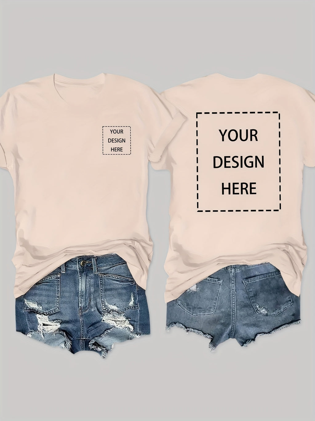 Geometric Letter Print Women T-Shirt Soft Pink Crew Neck Short Sleeve Casual Elegant Top Medium Stretch Spring Summer Fall Machine Washable