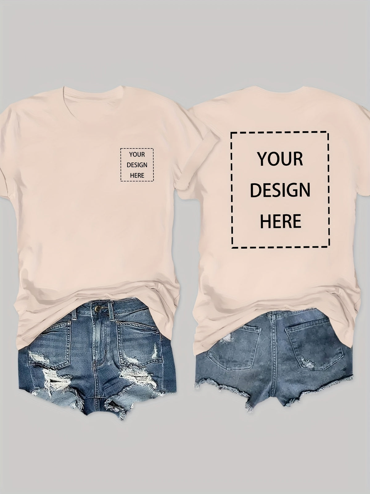 Geometric Letter Print Women T-Shirt Soft Pink Crew Neck Short Sleeve Casual Elegant Top Medium Stretch Spring Summer Fall Machine Washable