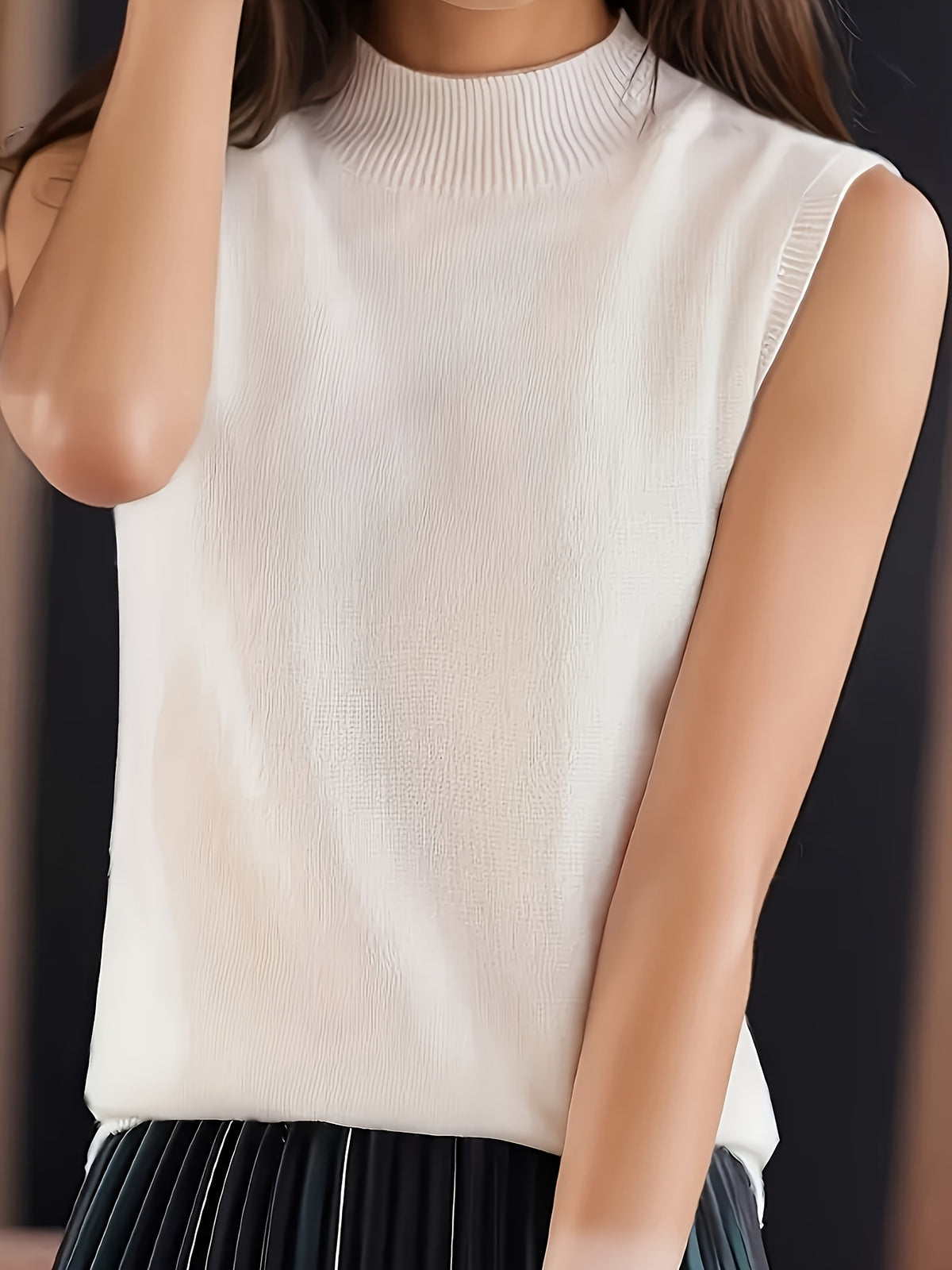 Mock Neck Sleeveless Vest Top Women Slim Fit Solid Color Short Cropped Spring Summer Casual Festive Tank Top for Women