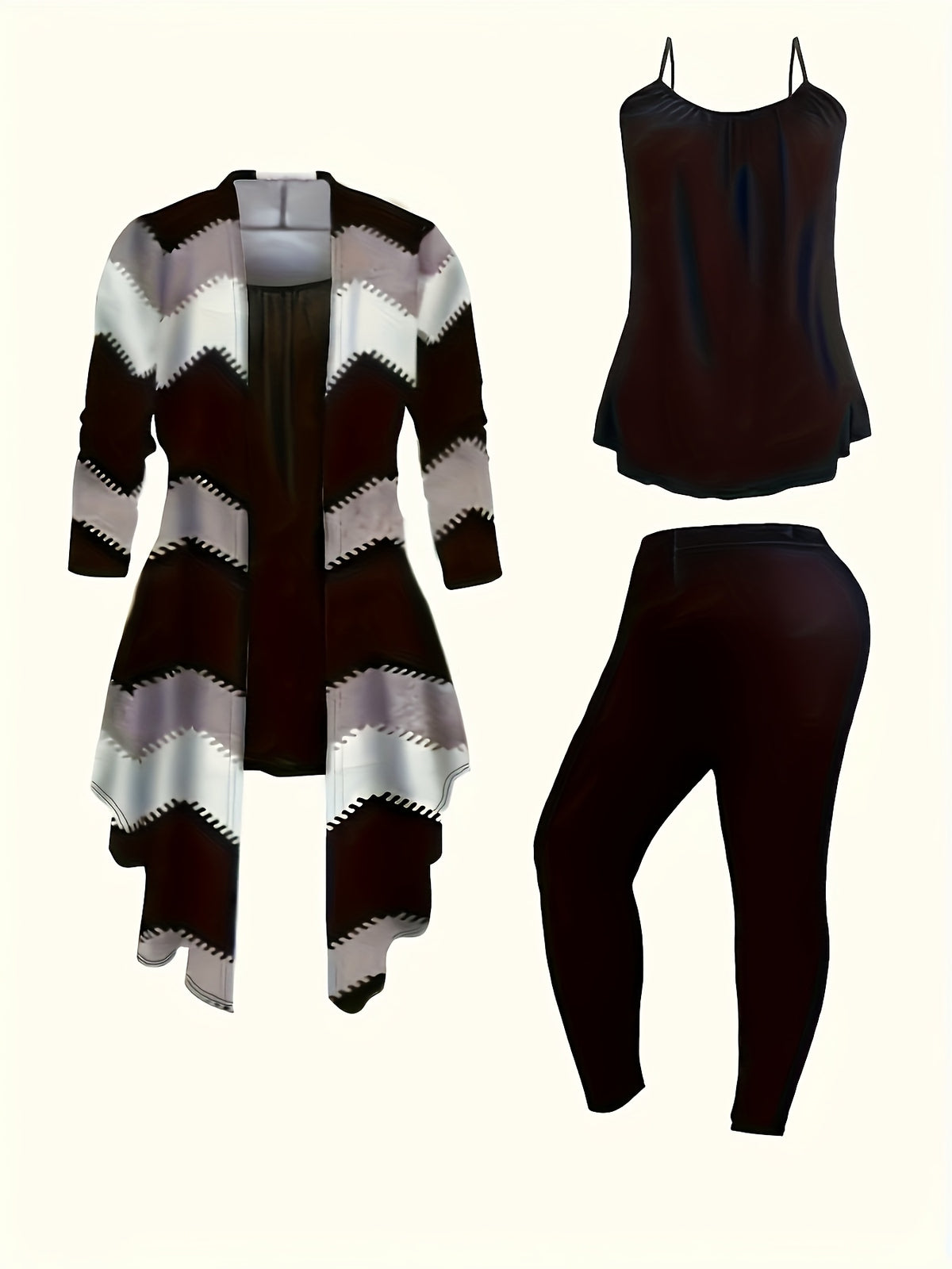 Floral Print 3 Piece Set Women Dress Coat Vest Casual Pants Daily Outfit Co-ord Black Orange Red S-XXL