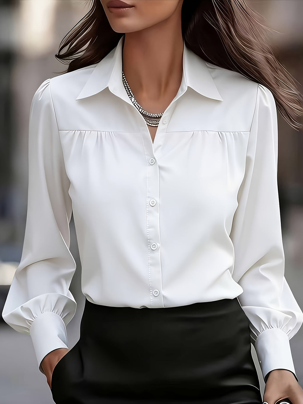 Women's Long Sleeve Loose Blouse Casual Fashion Spring Top Relaxed Fit Lightweight Shirt
