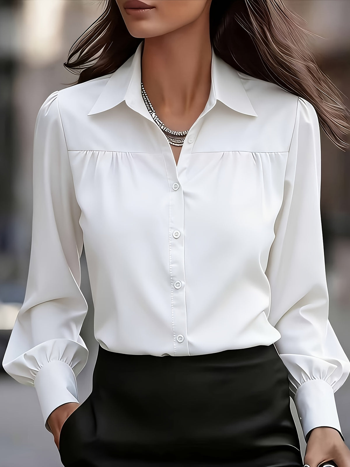 Women's Long Sleeve Loose Blouse Casual Fashion Spring Top Relaxed Fit Lightweight Shirt