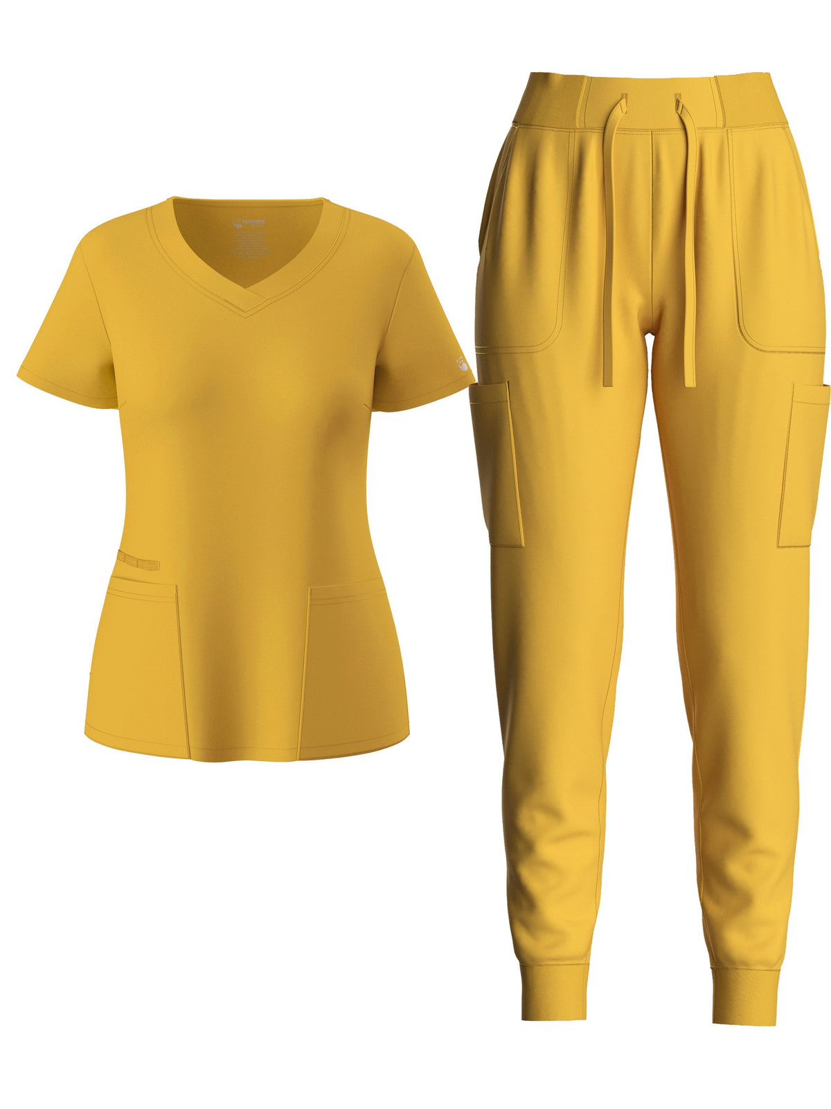 V Neck Scrub Top Drawstring Pants 2pcs Set Women Elegant Short Sleeve Solid Lounge Outfit 8 Colors
