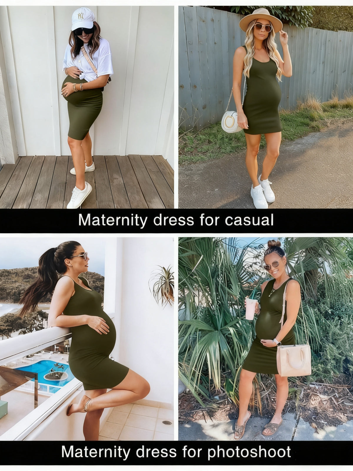 Maternity Bodycon Side Ruched Dress for Women - Soft Rayon Spandex Baby Bump Midi Dress, Baby Shower Photography Daily Wear, Sizes S-XL
