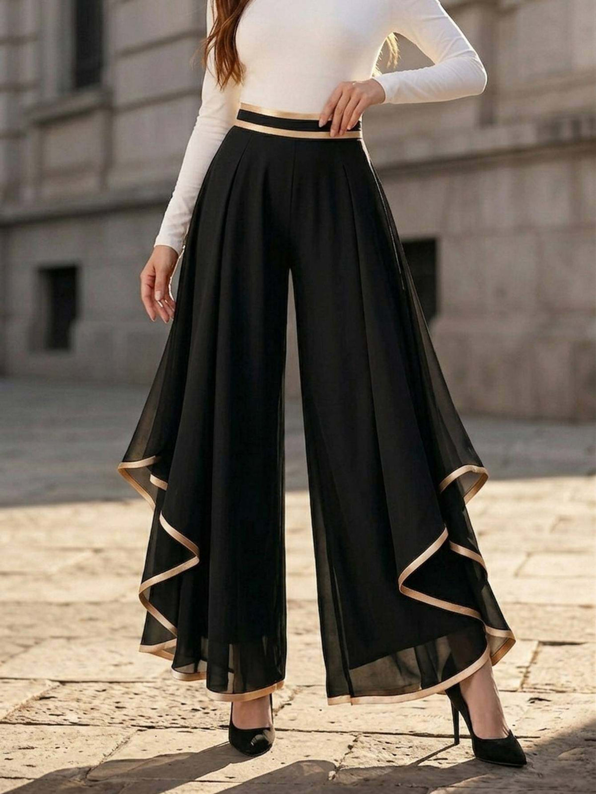 High Waist Wide Leg Trousers Women Non-Stretch Solid Color Semi-Formal Office Commute Elegant Professional Spring Summer Hand Washable S-XXL