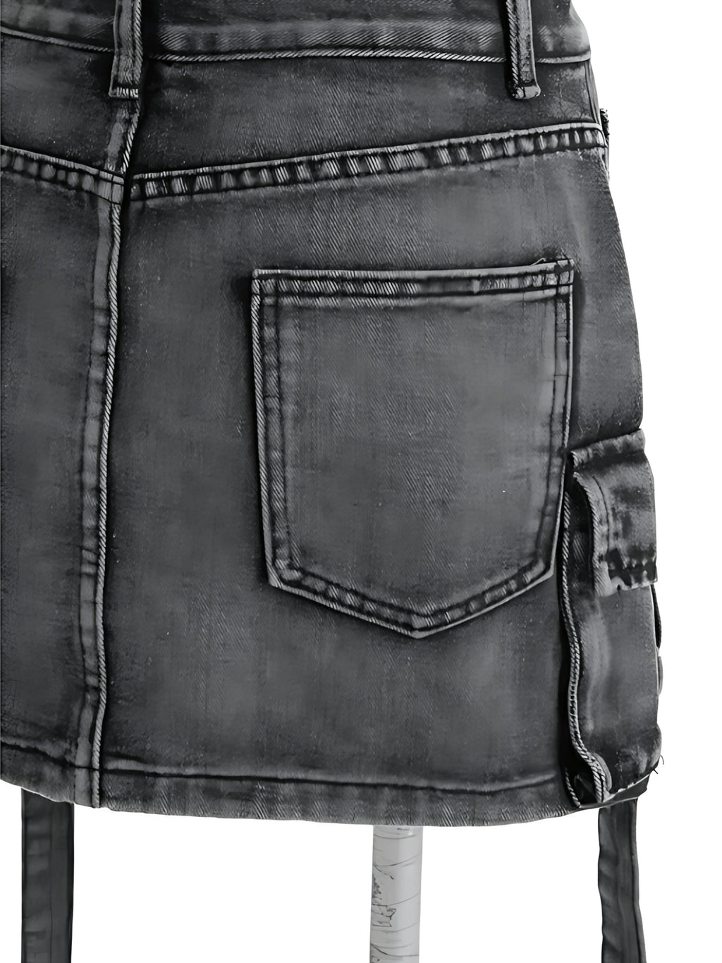 Y2K Black Denim Mini Skirt Women High Waist Goth Harajuku Stretch Multi-Pocket Streetwear Biker Aesthetic Spring Summer Fall