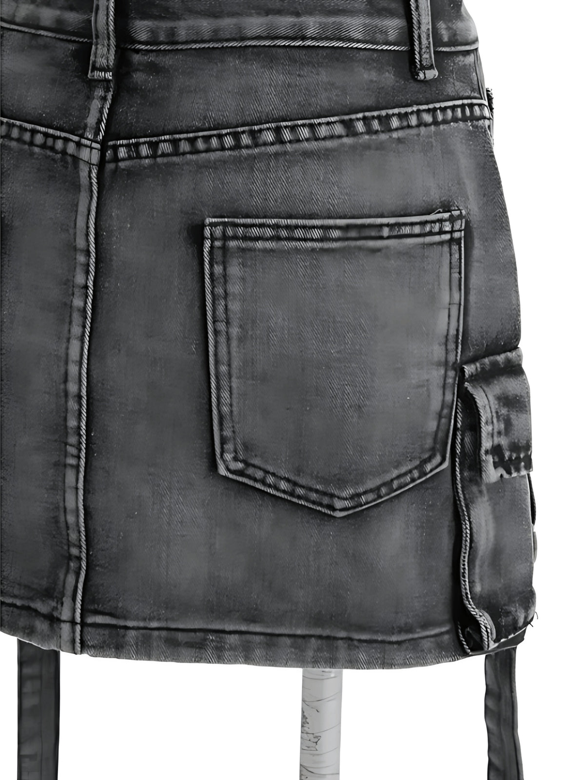Y2K Black Denim Mini Skirt Women High Waist Goth Harajuku Stretch Multi-Pocket Streetwear Biker Aesthetic Spring Summer Fall