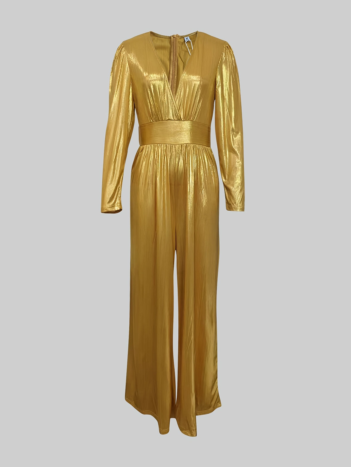 Shiny Wide Leg Jumpsuit for Women Elegant Deep V Neck High Waist Palazzo Pants Jumpsuit Three Quarter Sleeve Formal Party Evening Wedding Outfit Solid Color