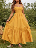 Strapless Halter Dress Women Pleated Waist Voluminous Hem Princess Silhouette Solid Color Elegant Summer Formal Occasion Dress
