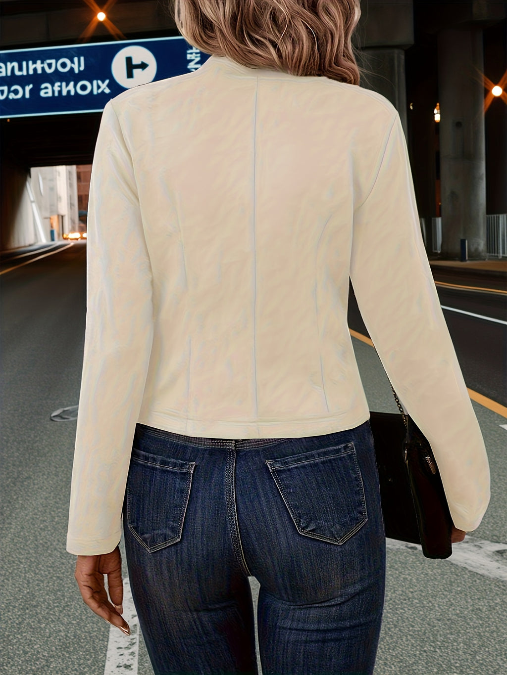 Women's Vintage Double Breasted Jacket Long Sleeve Woven Outwear Elegant Coat Spring Fall S-XXL