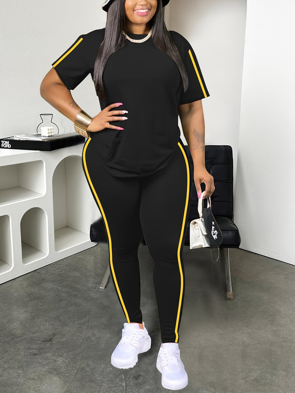 Round Neck Top and Pants Set Women Spring Summer Home Casual Lounge 2 Piece Matching Outfit Comfortable S-XXL