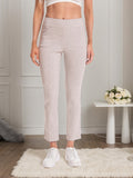 Pull-On Stretch Ankle Pants Women High Waist Wide Waistband Slim Straight Leg Side Pockets Business Casual Work Office Travel Everyday S-XXL