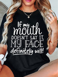 Funny Letter Print T-Shirt Women Round Neck Cool Graphic Tee Versatile Casual Top Humor Statement Tee S-XXL