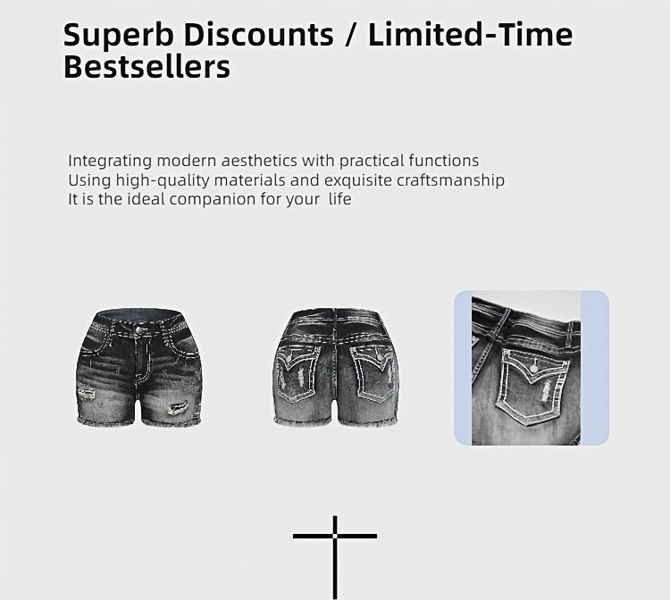 Women's Ripped Black Denim Shorts Mid-Rise Frayed Hem Distressed Casual Summer Jean Shorts | Mira Roam