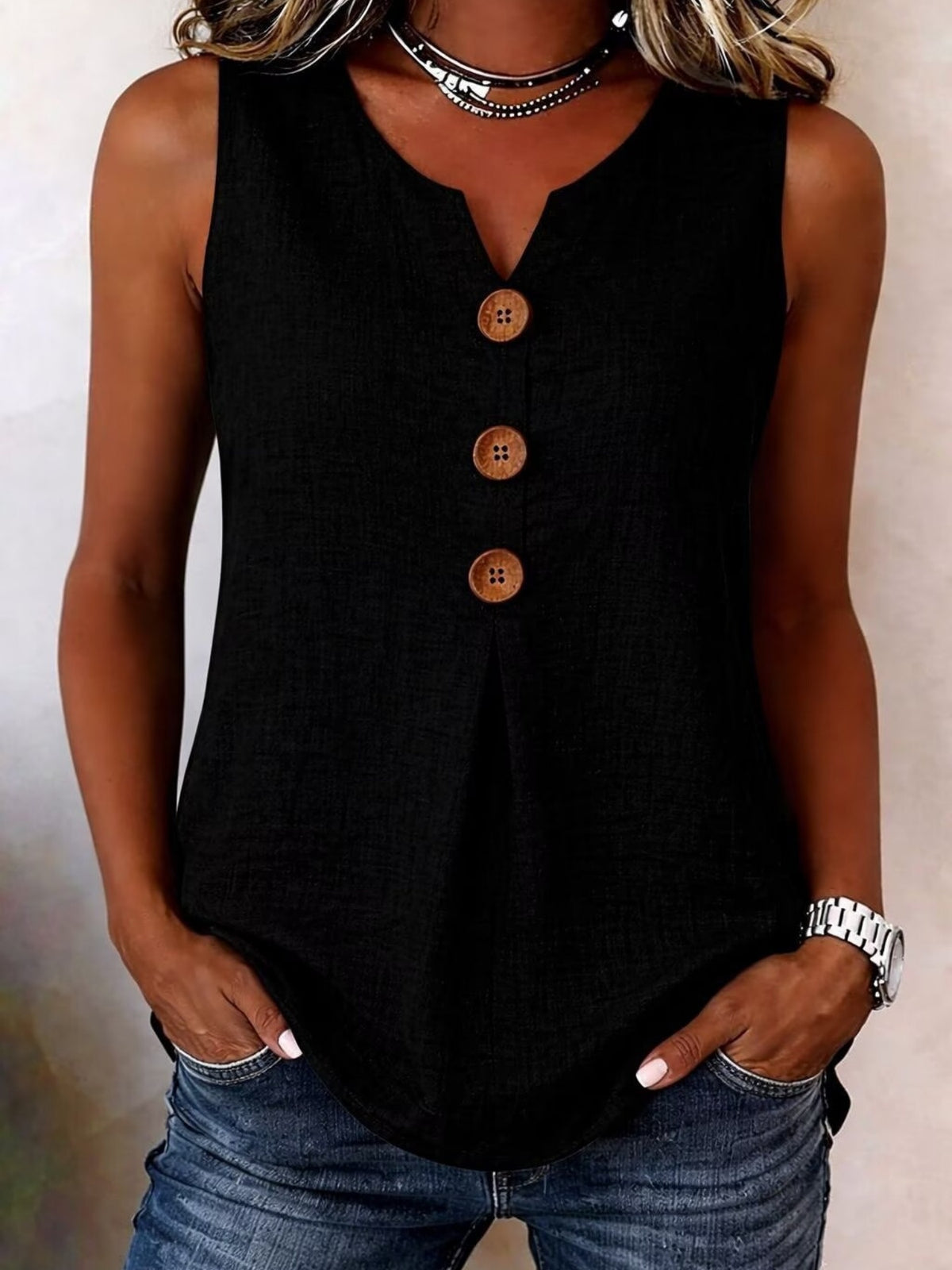 Women Sleeveless V Neck Tank Top Loose Fit Flowy Casual Summer Shirt Tops S-XXL