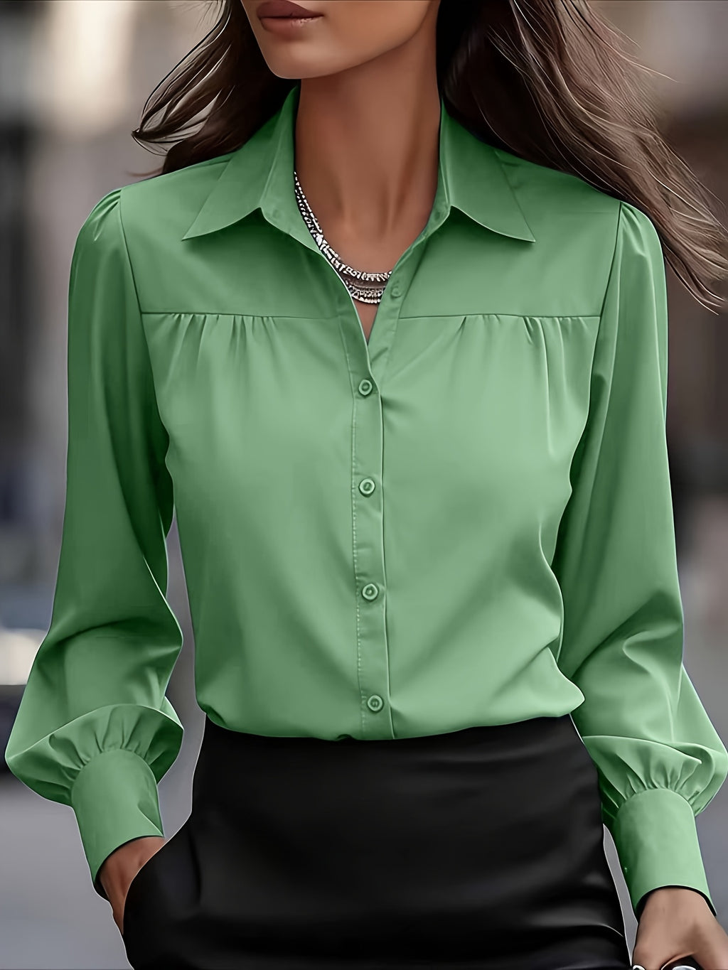 Women's Long Sleeve Loose Blouse Casual Fashion Spring Top Relaxed Fit Lightweight Shirt