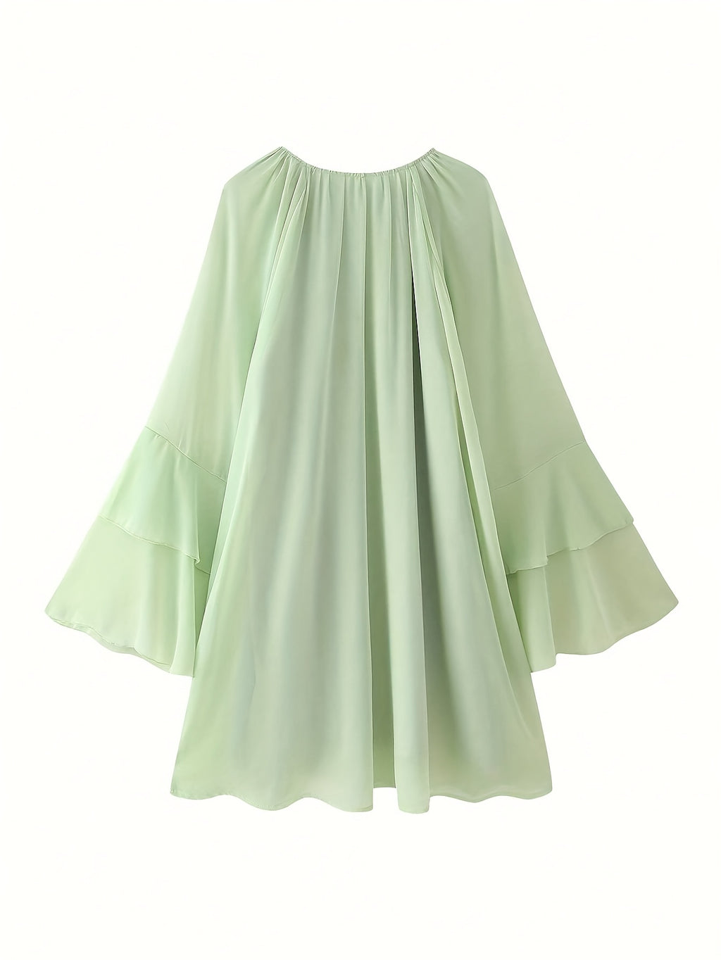 Chiffon Ruffle Dress Women Casual Vacation Layered Peplum Spring Summer Loose Flowy