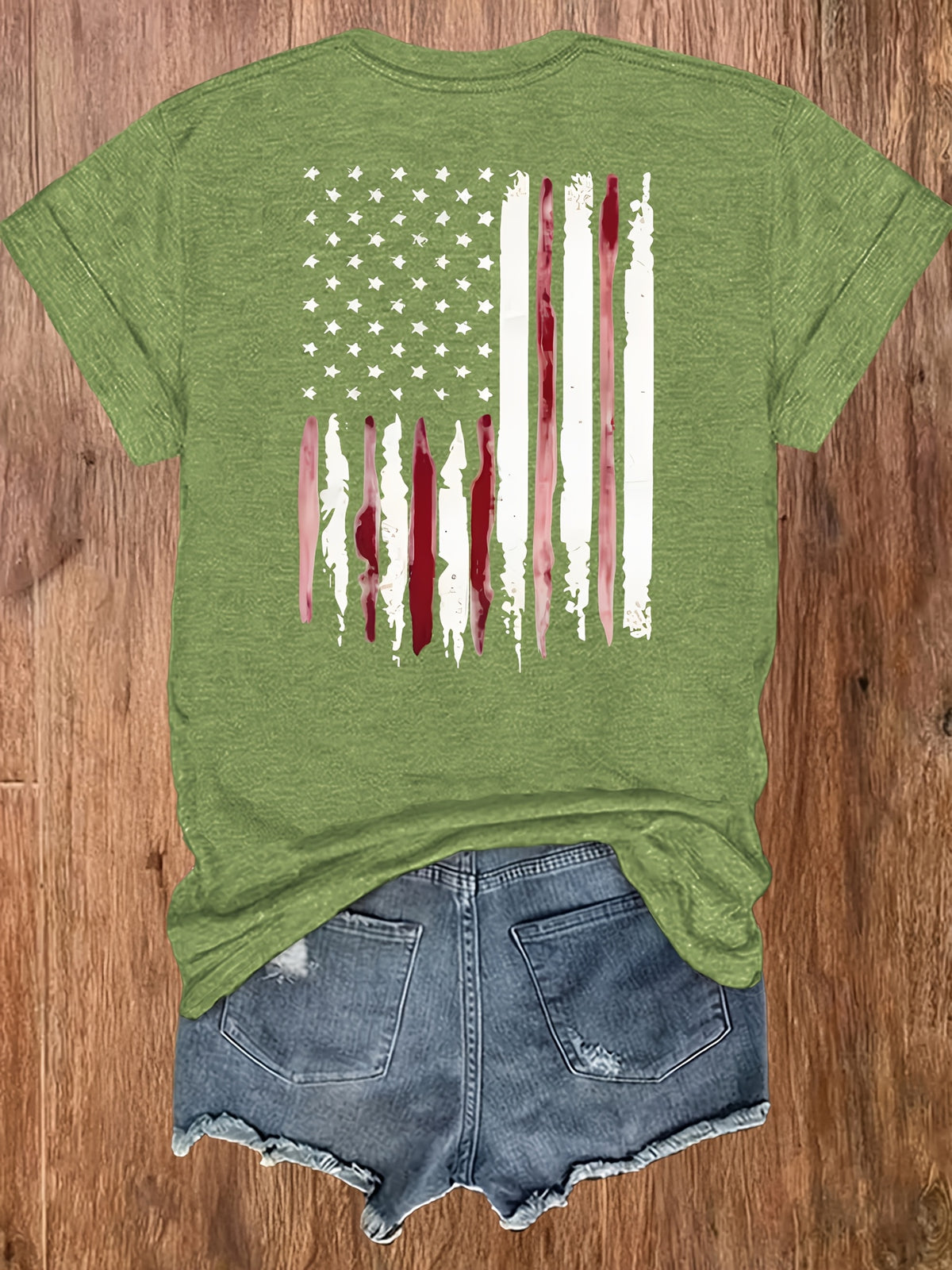 American Flag Print T-Shirt Women Patriotic Graphic Tee Short Sleeve Crew Neck | Fireworks USA Print Lightweight Breathable Top for 4th of July Summer Daily Wear