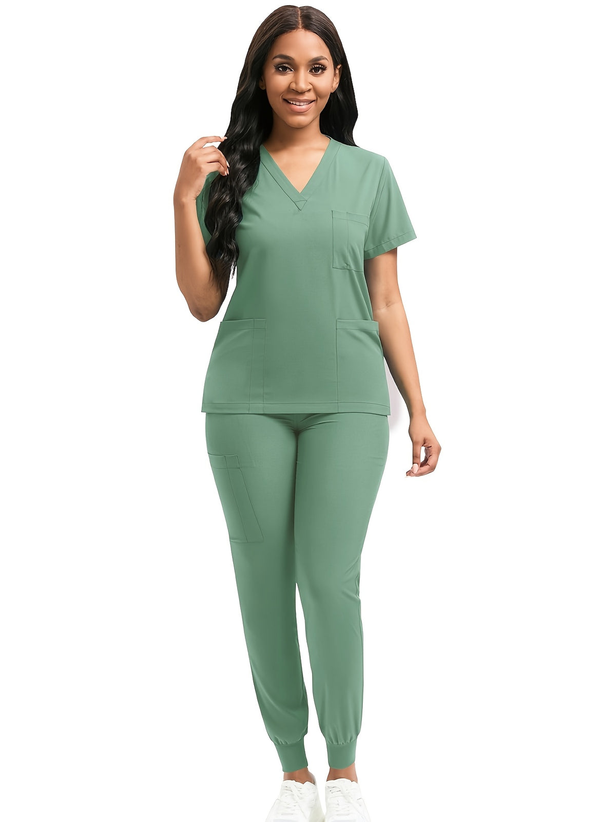 Women Scrub Set V-Neck Top & Jogger Pants 2pcs Nursing Uniform Suit Workwear for Hospital Dental Clinic Pet Clinic | Mira Roam