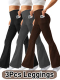 Flare Leggings with Pockets Women 3 Pack Ultra Soft High Waist Tummy Control Bootcut Stretch Pants 4 Colors All Season S-XXL