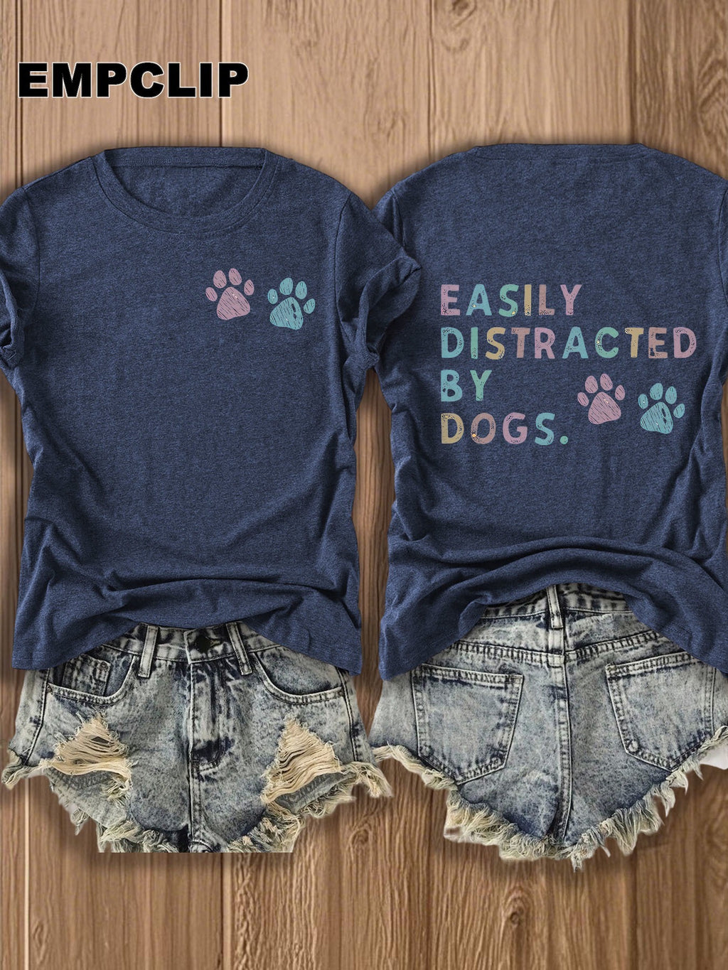 Dog Lover T-Shirt Easily Distracted by Dogs Paw Print Graphic Tee Women Short Sleeve Crew Neck Casual Summer Top Pet Owner Gift Burgundy White Apricot Red