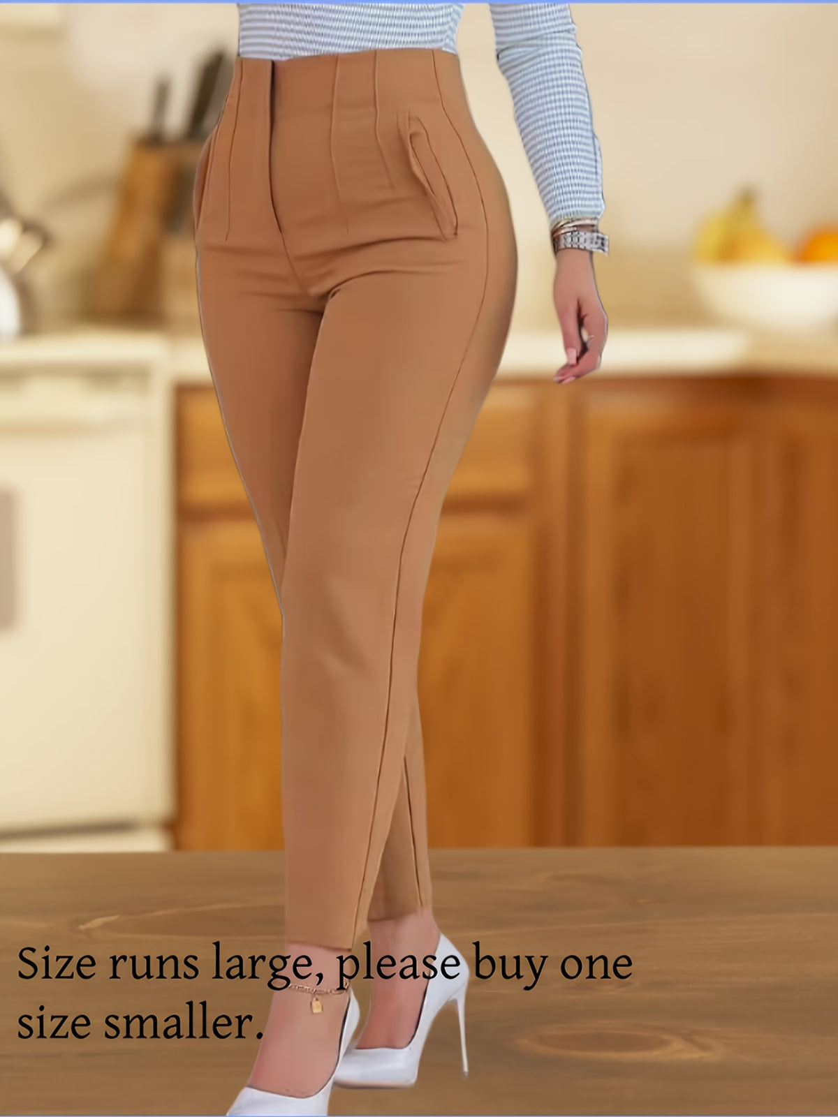 Women's Slim Fit Suit Pants Casual Versatile Nine-Point Cropped Trousers Commuter Office Pants S-XXL
