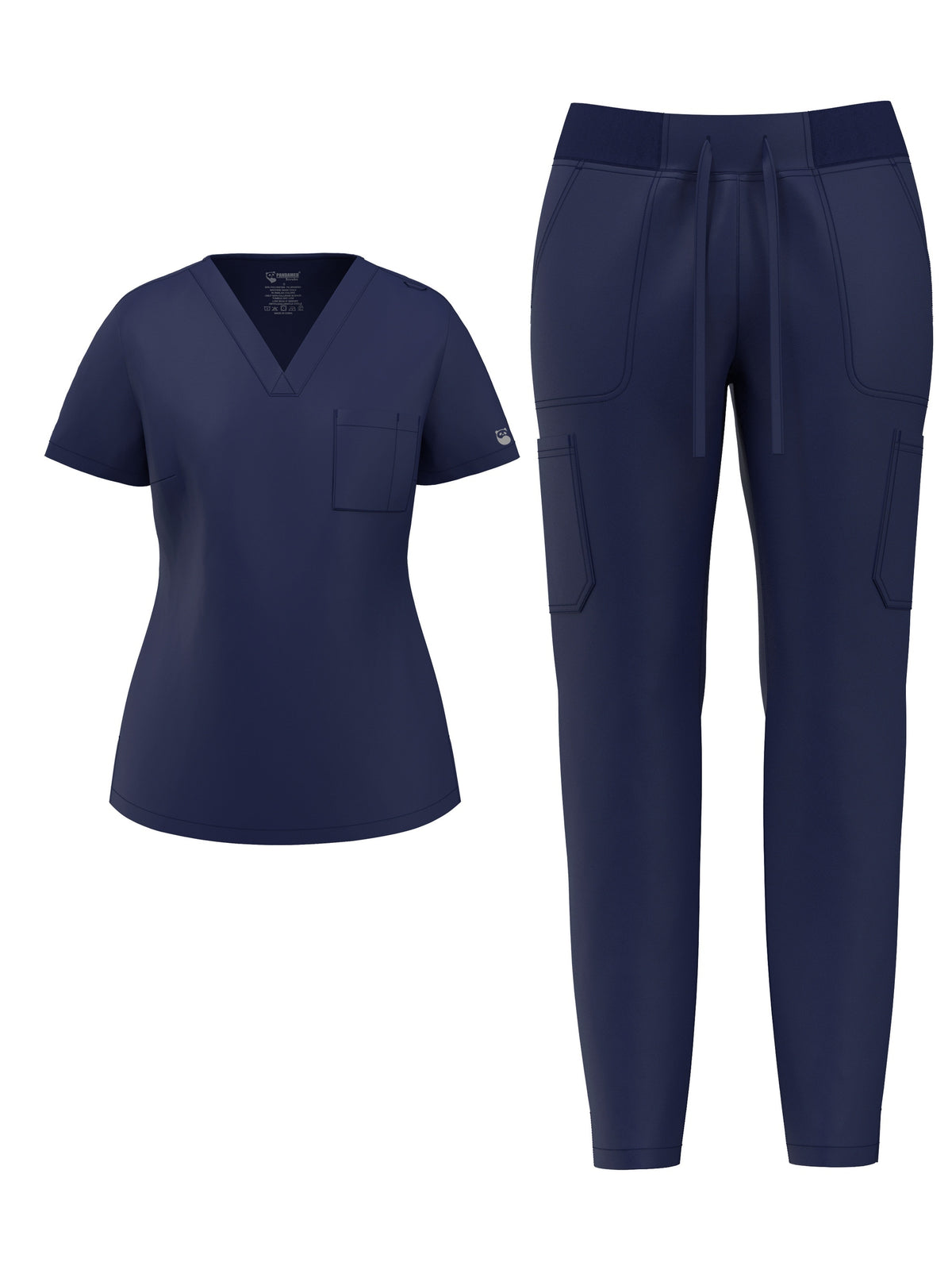 Women's Elastic Scrub Pants Set V-Neck Short Sleeve Breathable Workwear Uniform Solid Color with Pocket | Mira Roam