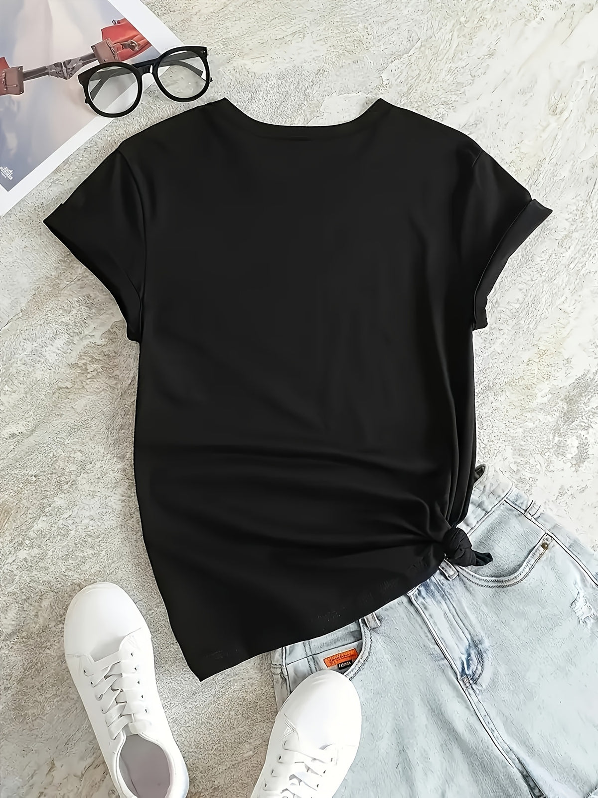 Faith Slogan V-Neck Tee Women Pray Wait Trust Print Short Sleeve 180gsm Casual Spring Summer Inspirational Top S-XXL