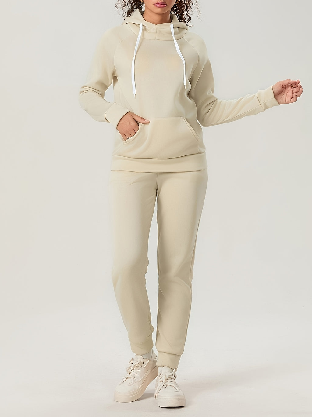 Women's 2-Piece Sweatsuit Set Slim Fit Long Sleeve Hoodie and Drawstring Jogger Pants S-XXL
