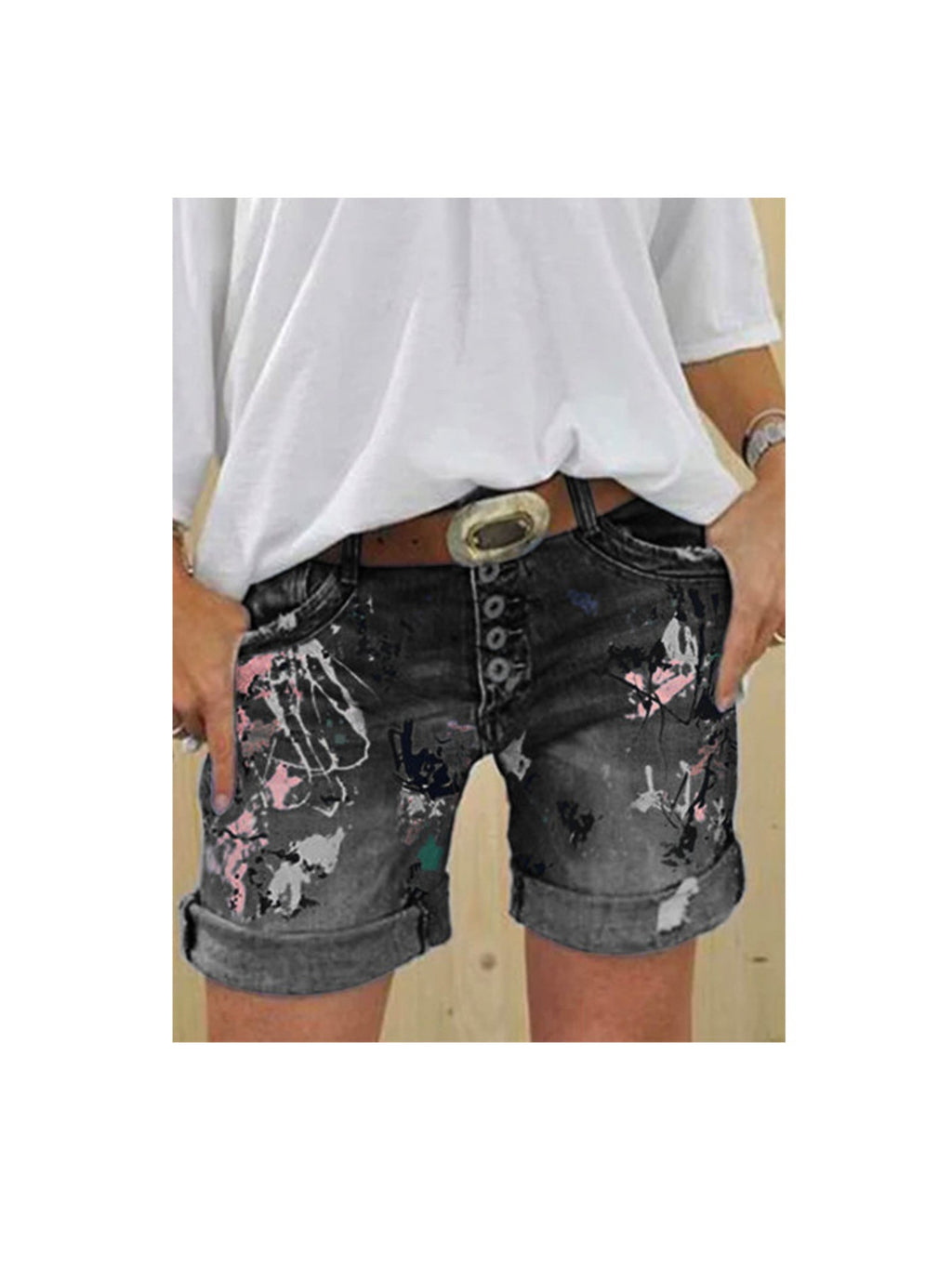 High Waist Slim Denim Shorts Women Button Fly Stretch Casual Summer Dark Blue Grey Light Blue S M L XL