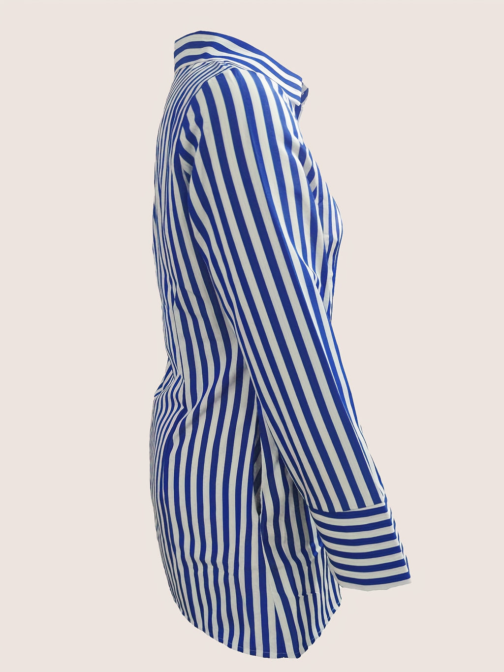 Striped Shirt Dress for Women Side Pockets Lapel Collar Casual Chic Spring Summer Fall Versatile Everyday Dress