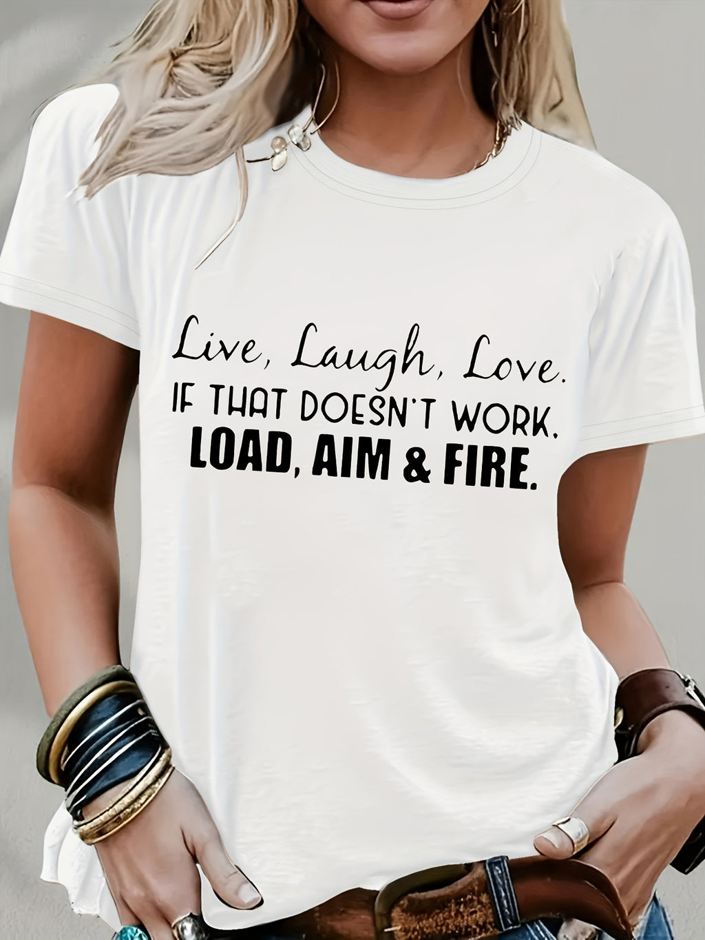 Live Laugh Love or Shoot Slogan Graphic T-Shirt Unisex Crew Neck Short Sleeve Fun Novelty Tee Casual Spring Summer Fall Gift S-XXL