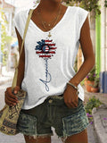 Letter Pattern Print V-Neck Vest Women Casual Sleeveless Graphic Tank Top Spring Summer Lightweight Breathable S-XXL