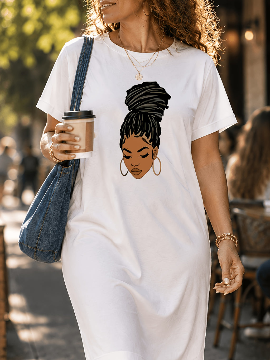 Plus Size Casual Summer Dress for Women - Black Magic Graphic Print, Loose Fit Short Sleeve Lightweight Dress, Sizes 1XL-5XL