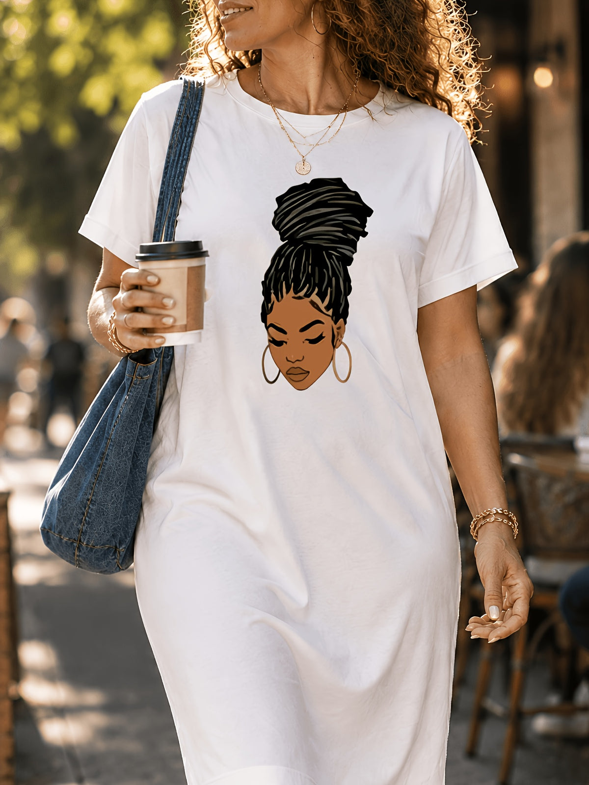 Plus Size Casual Summer Dress for Women - Black Magic Graphic Print, Loose Fit Short Sleeve Lightweight Dress, Sizes 1XL-5XL